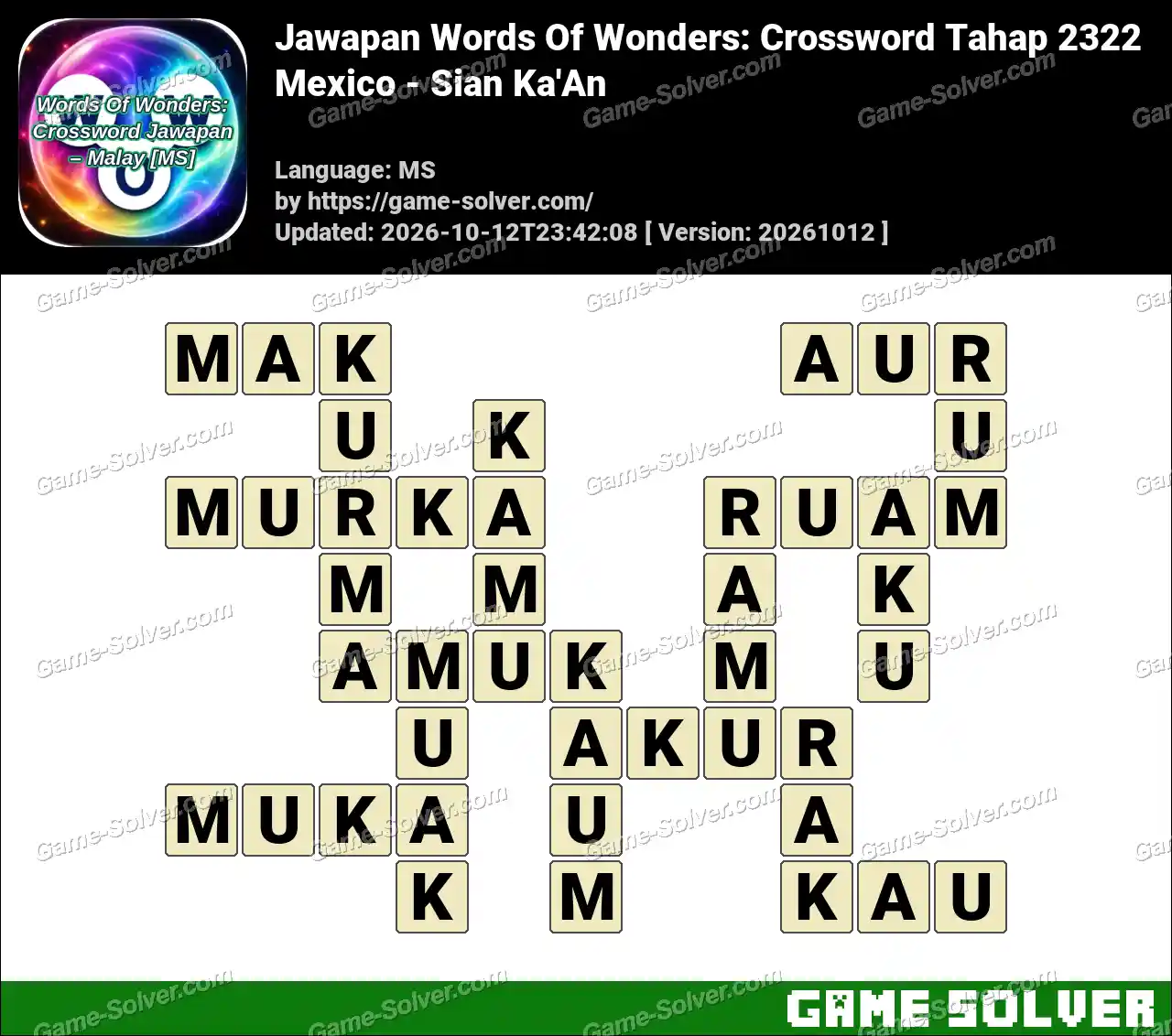 Jawapan Words Of Wonders: Crossword Tahap 2322 – Mexico – Sian Ka’An